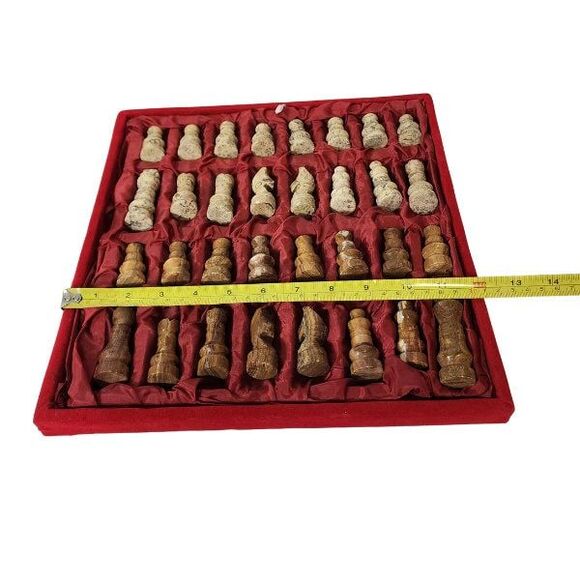 Marble Chess Pieces with Storage Coral and Red Handmade Premium Quality Gift New - Picture 2 of 7